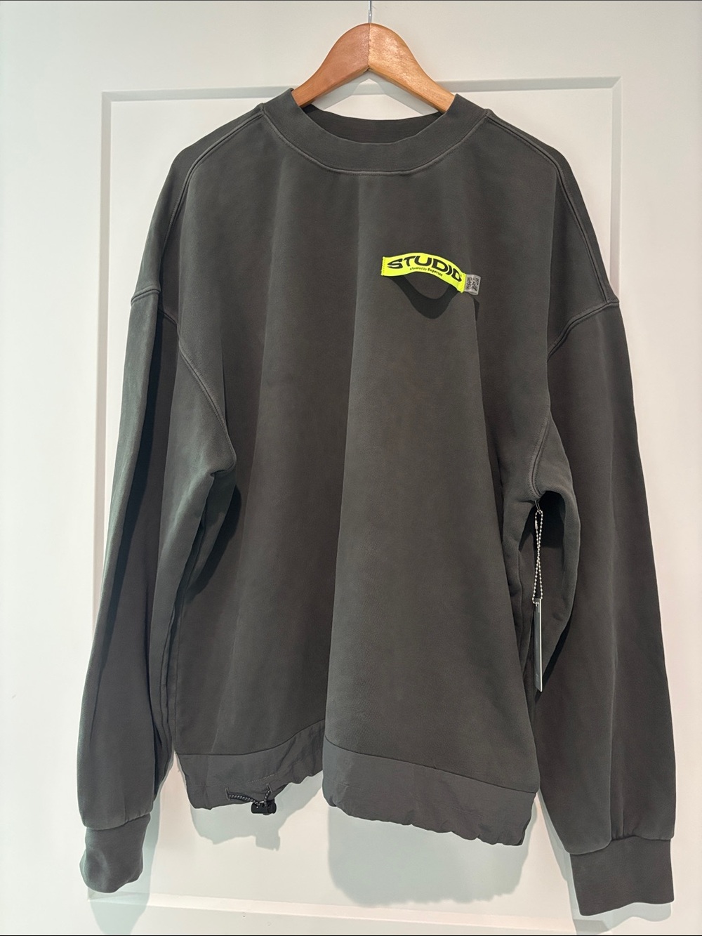Studio Charcoal Crewneck Sweatshirt with Neon Logo